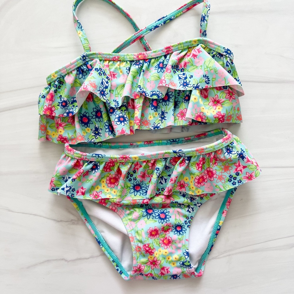 NWT! Janie & Jack Toddler Girls Floral Two Piece Swim Set Size 12-18 Months